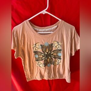 Pilcro Peach Short-Sleeve Tee with Leopard & Floral Graphic